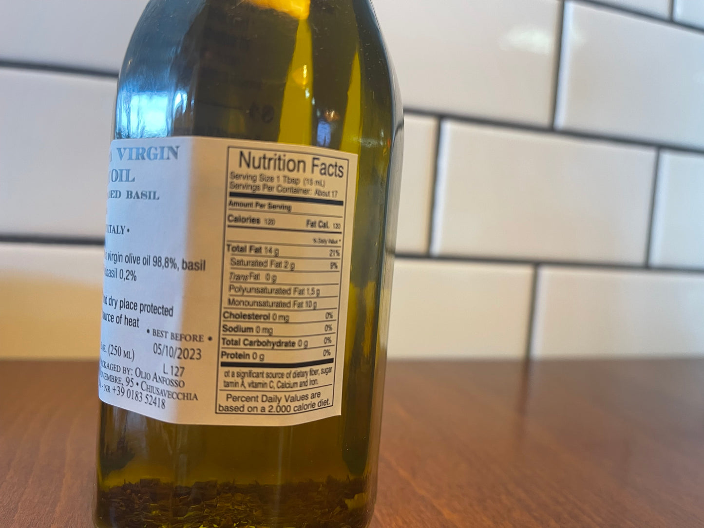 Anfosso 100% Italian Extra Virgin Olive Oil, with Basil