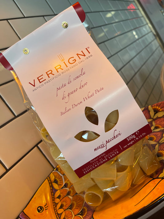 Verrigni Pasta - Mezzi Paccheri Imported Italian Durum Wheat Pasta
